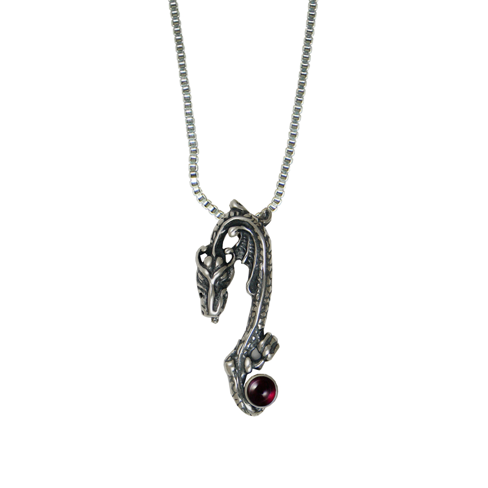 Sterling Silver Garnet The Sleeping Dragon Pendant